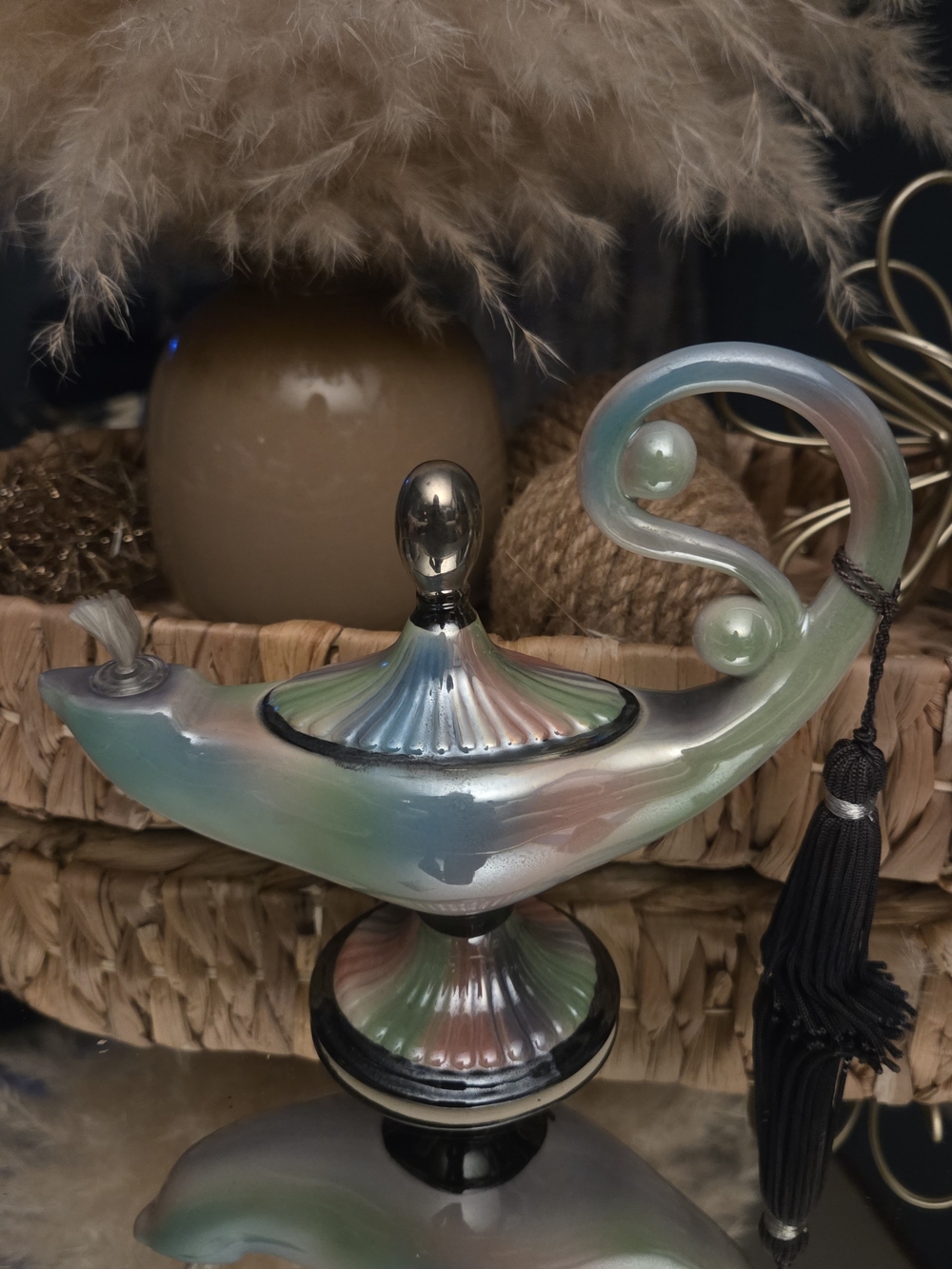 Genie Lamp Vintage 2001 MARTY Iridescent Genie Oil Lamp Decor